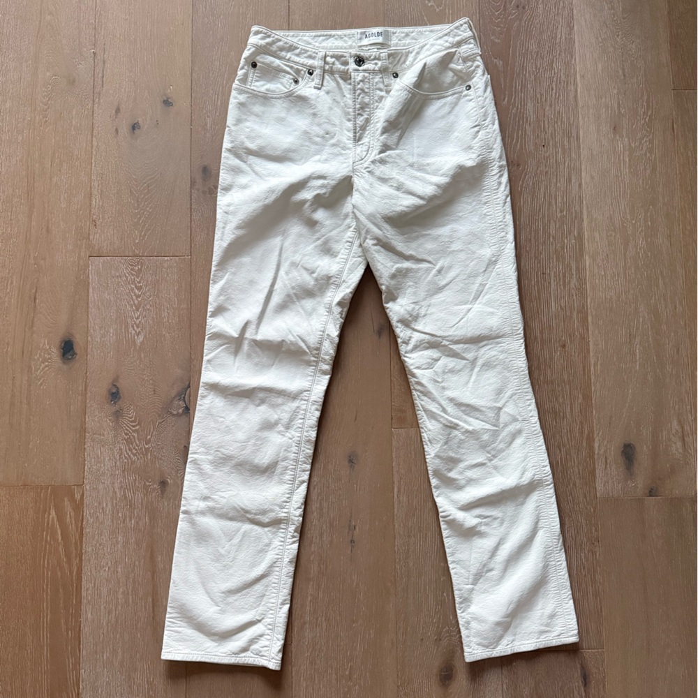 Agolde white leather pants